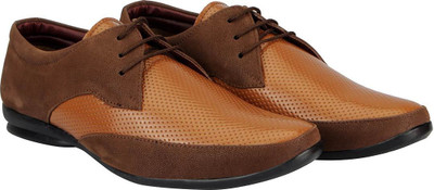 

FAUSTO Corporate Lace Up For Men(Tan, Tan brown