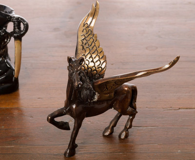 flipkart-smartbuy-brass-antique-finish-flying-angel-horse-decorative-showpiece-10-cmbrass-brown-black