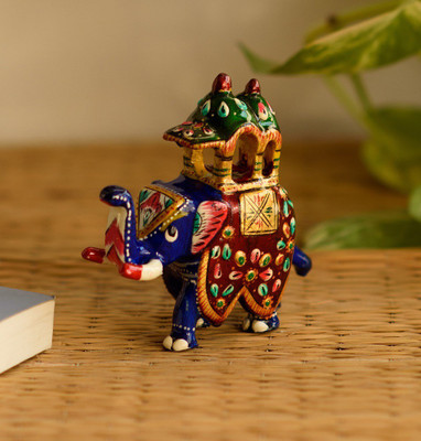 

eCraftIndia Ambabari Elephant Decorative Showpiece - 8.89 cm(Aluminium, Multicolor)