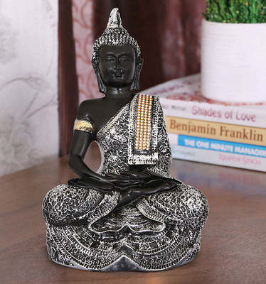

eCraftIndia Handcrafted Decorative Meditating Buddha (Size - 25CmxSilver and BlackxPolyresin), 1 Lord Buddha Idol Decorative Showpiece - 25 cm(Polyresin, Multicolor)