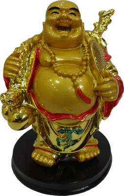 

FABZONE Gold Plated Fengshui Lord Laughing Buddha Statue God Good Luck Charm Sculputer Handicraft Idol Diwali Decorative Spiritual Puja Vastu Showpiece Figurine - Religious Pooja Gift Item & Murti for Mandir / Temple / Home / Office Decorative Showpiece -