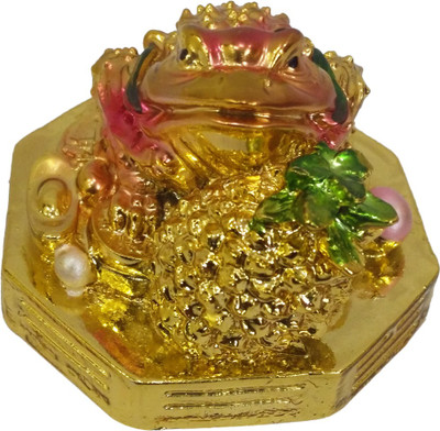 

FABZONE Gold Plated Fengshui Money Frog Tabel Showcase Home room décor Statue Diwali Decorative Showpiece Figurine Decorative Showpiece - 4 cm(Polyresin, Gold)