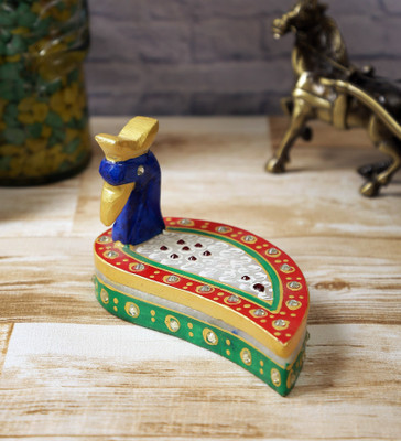 

eCraftIndia Stone Studded Peacock Marble Chopra Decorative Showpiece - 6.35 cm(Stoneware, Multicolor)