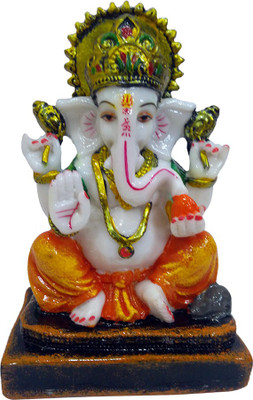 

FABZONE Marbel Look Lord Ganesha Statue Hindu Dev Ganpati and Siddhivinayak God Sculputer Handicraft Idol Diwali Decorative Spiritual Puja Vastu Showpiece Figurine - Religious Pooja Gift Item & Murti for Mandir / Temple / Home / Office Decorative Showpiec