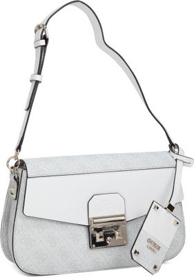 

Guess Women Casual White, Grey PU Sling Bag, Grey;white