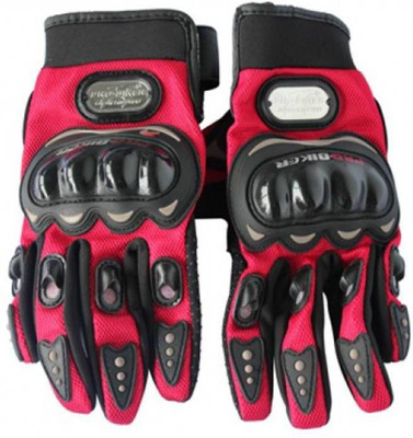 

Homeshopeez Professional Sporty Biker Gloves Riding Gloves (L, Red), Black;red