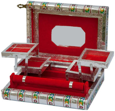 

Merarki Special Gift Gold Colour Jewellery Accessories / Vanity box Specially For Girls and Women Makeup, jewelry Vanity Box Festival, Party Vanity Box(Gold, Red)
