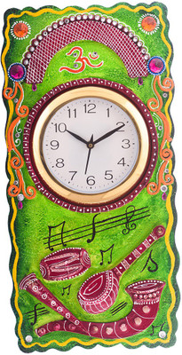 eCraftIndia Analog 49 cm X 26 cm Wall Clock(Multicolor, With Glass, Standard)