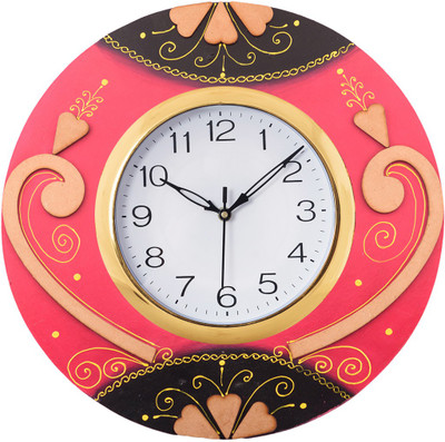 eCraftIndia Analog 30 cm X 30 cm Wall Clock(Pink, With Glass, Standard)