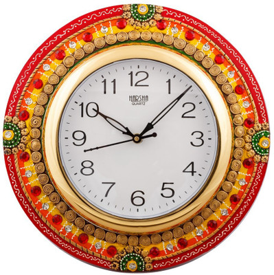 eCraftIndia Analog 30.4 cm X 30.4 cm Wall Clock(Red, With Glass)