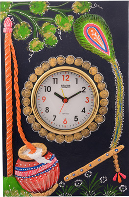 eCraftIndia Analog 30 cm X 20 cm Wall Clock(Green, Black, With Glass)