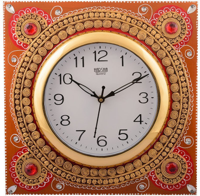 eCraftIndia Analog 30 cm X 30 cm Wall Clock(Brown, With Glass)