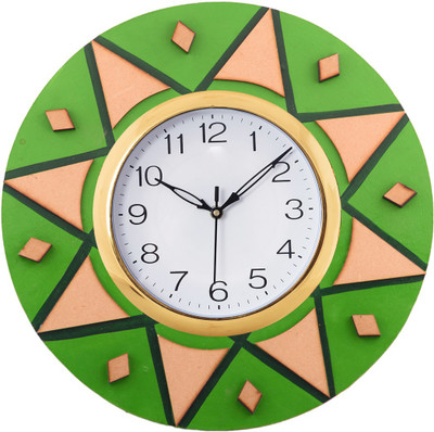 eCraftIndia Analog 30 cm X 30 cm Wall Clock(Green, With Glass)