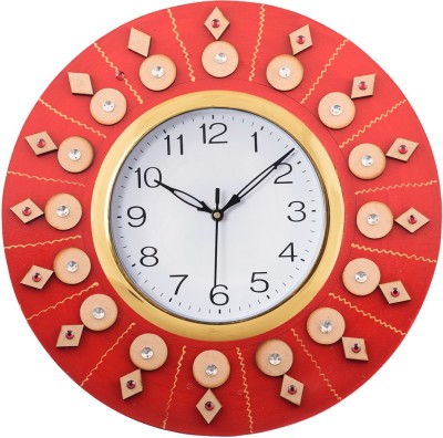 eCraftIndia Analog 30 cm X 30 cm Wall Clock(Red, With Glass, Standard)