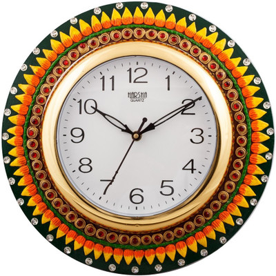 eCraftIndia Analog 30.4 cm X 30.4 cm Wall Clock(Black, With Glass)