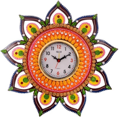 eCraftIndia Analog 30.4 cm X 30.4 cm Wall Clock(Orange, With Glass, Standard)