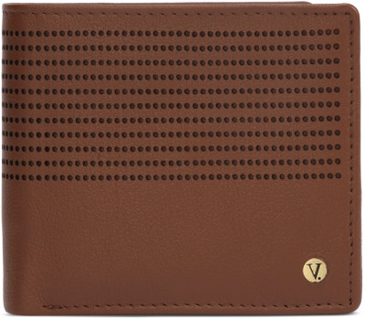 

V Dot Men Tan Genuine Leather Wallet(8 Card Slots)