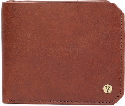 

V Dot Men Casual Tan Genuine Leather Wallet(4 Card Slots)