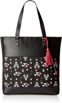 

Kanvas Katha Fashion Printed Canvas tote Shoulder Bag(Black, 10 inch)