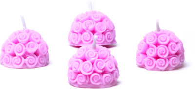 

Virgo Creations Round Rose-Megenta Tea Rose Candle(Purple, Pack of 4)
