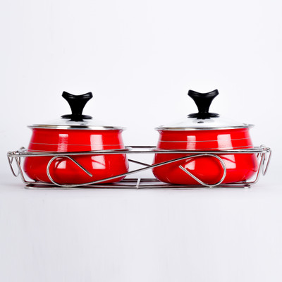 

Sumeet Nonstick TWIN Cook and Serve Handi Set Cookware Set(Aluminium, 5 - Piece), Red