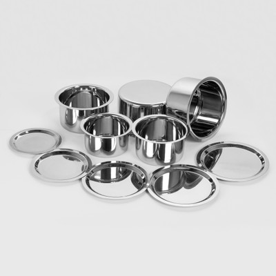 

Sumeet 5 Pcs Stainless Steel Induction & Gas Stove Friendly, Heavy 18 Gauge, Flat Bottom Container Set/Tope Set With Lids Size 10 To 14 Induction Bottom Cookware Set(Stainless Steel, 10 - Piece), Silver