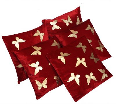 KUBER INDUSTRIES Velvet Cushions Cover(Pack of 5, 16 cm*16 cm, Red)