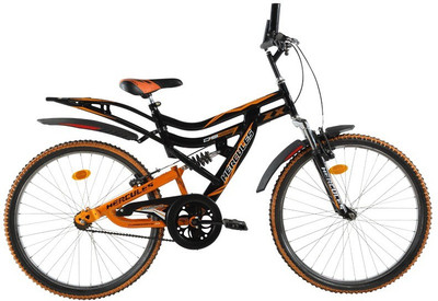 

HERCULES Dynamite ZX Dual Suspension 26 T Mountain Cycle(Single Speed, Black), Black/ deep orange