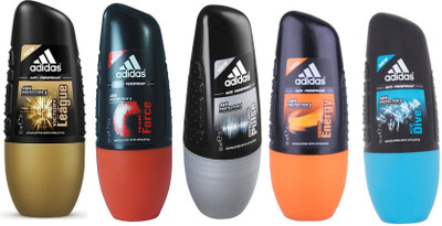 

ADIDAS Victory League,Team Force,Dynamic Pluse,Deep Energy,Ice Dive Deodorant Roll-on - For Men & Women(250 ml, Pack of 5)