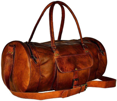

iHandikart Handmade Leather Bag | Duffle Bag | Travel Bag | Gym & Yoga Bag | Luggage Bag | 22" x 11" x 11" Travel Duffel Bag(Brown)
