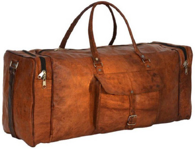 

iHandikart Handmade Leather Bag | Duffle Bag | Travel Bag | Gym & Yoga Bag | Luggage Bag | 20" x 10" x 10" Travel Duffel Bag(Brown)