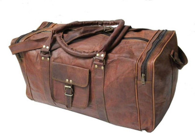 

iHandikart Handmade Leather Bag | Duffle Bag | Travel Bag | Gym & Yoga Bag | Luggage Bag | 24" x 11" x 11" Travel Duffel Bag(Brown)