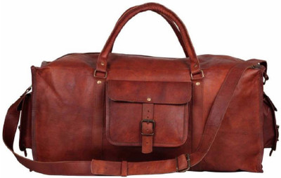 

iHandikart Handmade Leather Bag | Duffle Bag | Travel Bag | Gym & Yoga Bag | Luggage Bag | 24" x 11" x 11" Travel Duffel Bag(Brown)