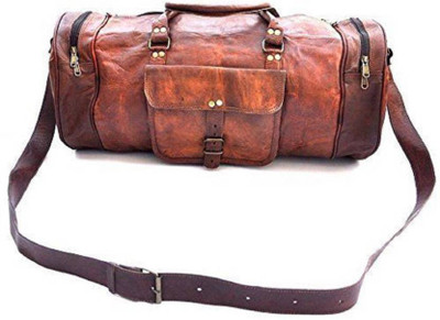 

iHandikart Handmade Leather Bag | Duffle Bag | Travel Bag | Gym & Yoga Bag | Luggage Bag | 22" x 11" x 11" Travel Duffel Bag(Brown)