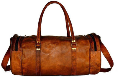 

iHandikart Handmade Leather Bag | Duffle Bag | Travel Bag | Gym & Yoga Bag | Luggage Bag | 22" x 11" x 11" Travel Duffel Bag(Brown)
