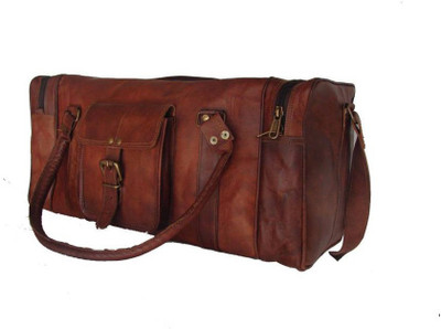 

iHandikart Handmade Leather Bag | Duffle Bag | Travel Bag | Gym & Yoga Bag | Luggage Bag | 24" X 11" X11" Travel Duffel Bag(Brown)