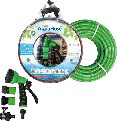 

AquaHose Water Hose Set Green 7.5mtr (20mm ID) Hose Pipe High Pressure Washer