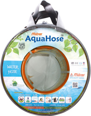 

AquaHose Water Hose Orange (12.5mm ID) (1/2") - 50 ft. (15 mtr) ISI Marked Hose Pipe Garden Tool Kit(1 Tools)