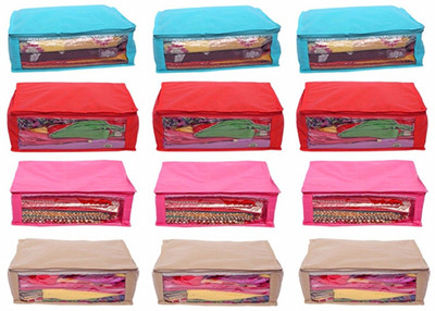 KUBER INDUSTRIES Designer Non Woven Saree Cover 12 Pcs combo SC001(Multiolor)