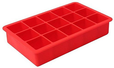 KARP Ice Cube Tray - Flexible Silicone Create Square Ice Cube Mold - Makes 15 Perfect Ice Cubes Red Silicone Ice Cube Tray(Pack of1)