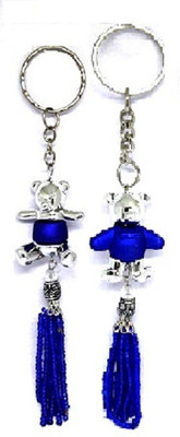 

MM Set of 2 Fashionable Blue Keychain 1 Standing Teddy and 1 Sitting Teddy Premium Charm Pendant Key Chain Key Chain