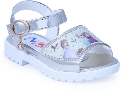 

N Five Girls Velcro Strappy Sandals(Silver, Multicolor