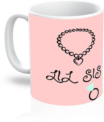 

TheDesignWiz Lil Sis Ceramic Mug(325 ml), Black;pink