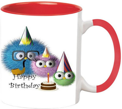 

Ashvah Happy Birthday 1429 Ceramic Mug(350 ml), Red