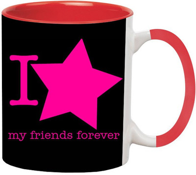Ashvah Friends Forever 1442 Ceramic Mug(350 ml), Red