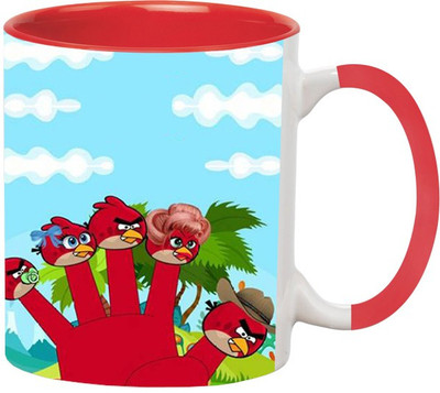 

Ashvah Angry Birds Ceramic Mug(350 ml), Red