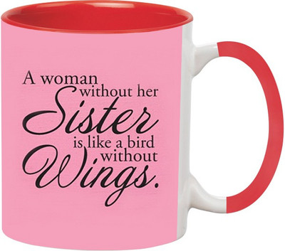

Ashvah Women Without Her Sister Ceramic Mug(350 ml), Red