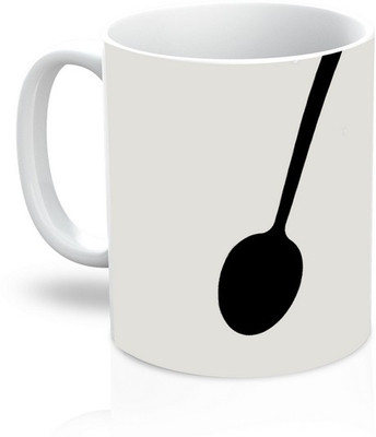 

TheDesignWiz Tea Spoon Ceramic Mug(325 ml), Black;white