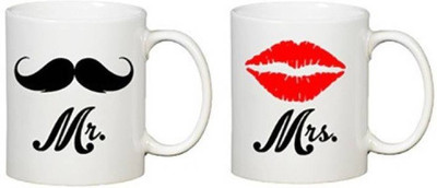 

ME&YOU Gifts On Valentine's Day Anniversary For Husband Wife Girlfriend Boyfriend Lover; Mrs. And Mrs. (IDuplicate60) Printed Ceramic Mug(325 ml, Pack of 2), Multicolor