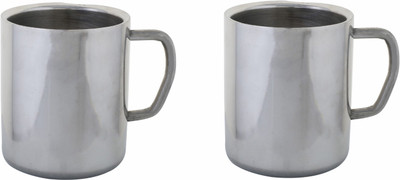 

Magic's Max Steel Stainless Steel Mug(300 ml, Pack of 2), Silver